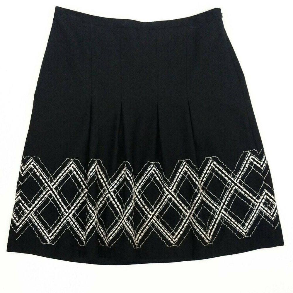 Ann Taylor Loft Skirt Black Knee Length 6 Diamond